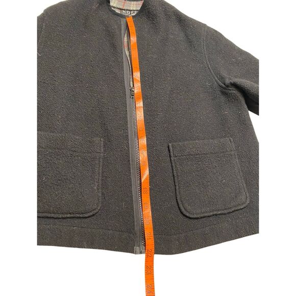 Norton Studio Petites Black Wool Blend Zip Jacket Plaid Lining Pockets PL Women - Picture 9 of 11